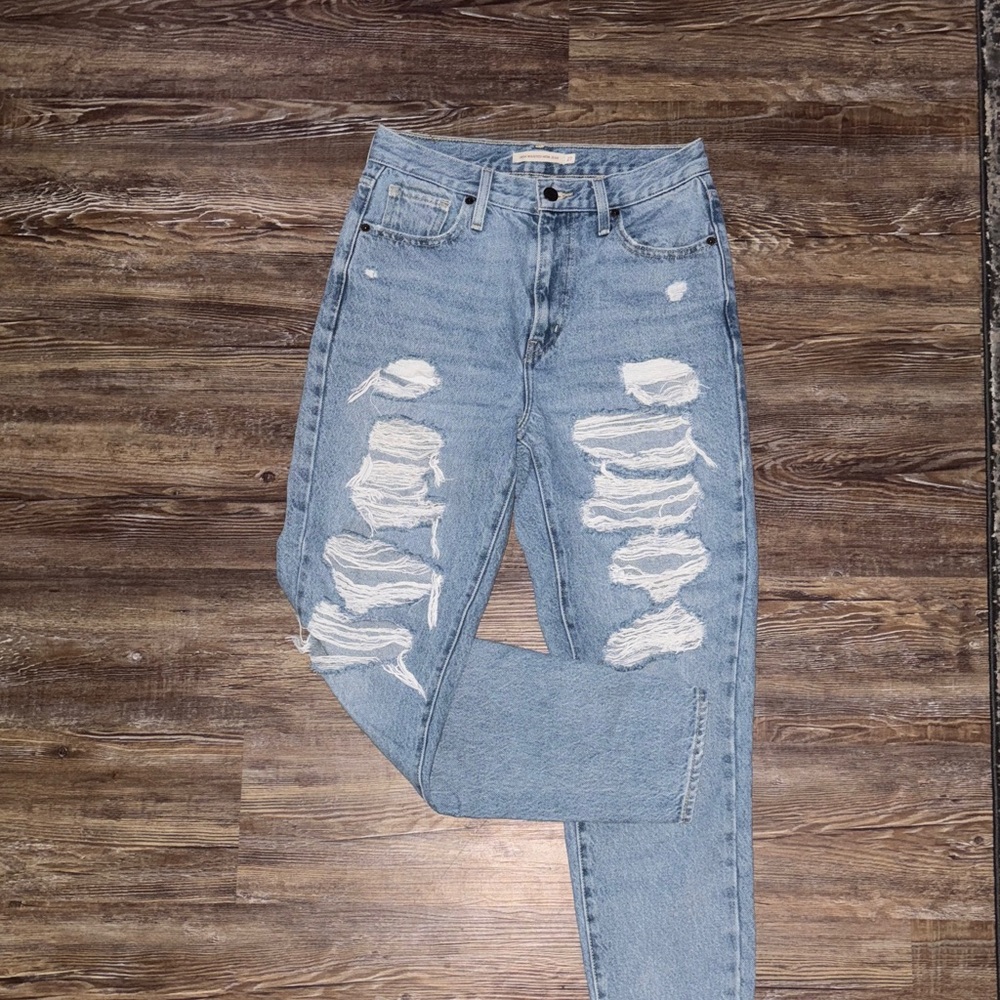 Levi's Light Blue Distressed Straight Leg Jeans